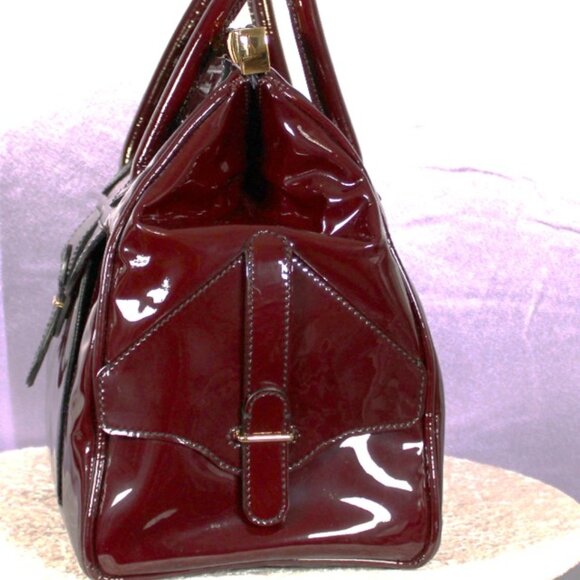 Valentino Garavani Burgundy Patent Leather Tote Bag - Picture 4 of 14